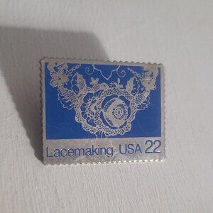 USPS 1986 Lacemaking Postage Stamp Lapel Pin - United States Postal Service Pin
